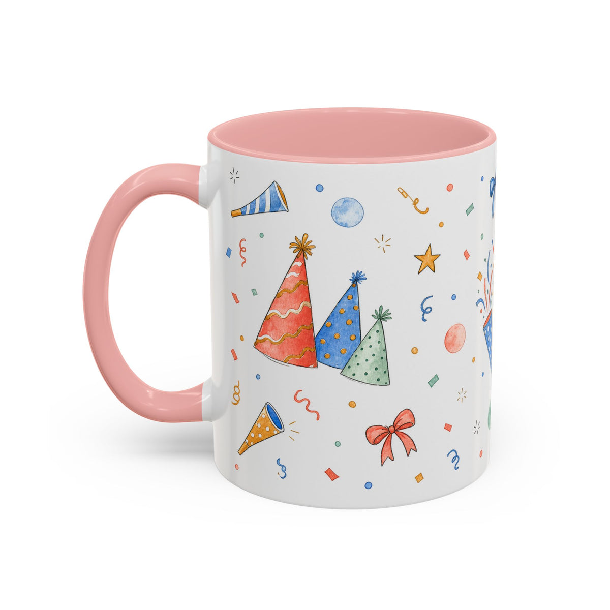 New Year Confetti Mug | Party Popper Watercolor Celebration Gift | Accent Cup 11oz 15oz