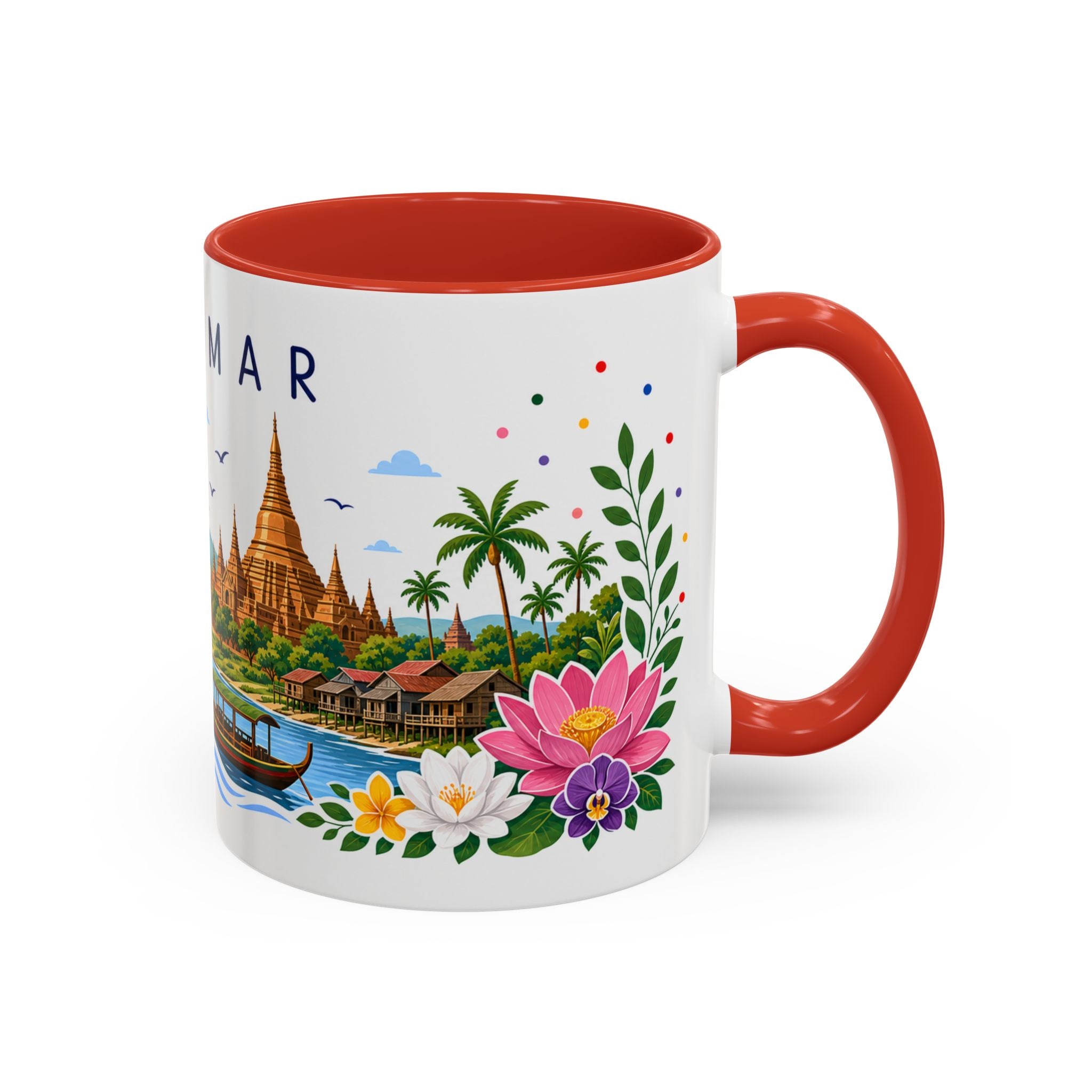 Myanmar Coffee Mug | Travel Souvenir Accent Mug | Place Gift Ceramic Cup 11oz 15oz