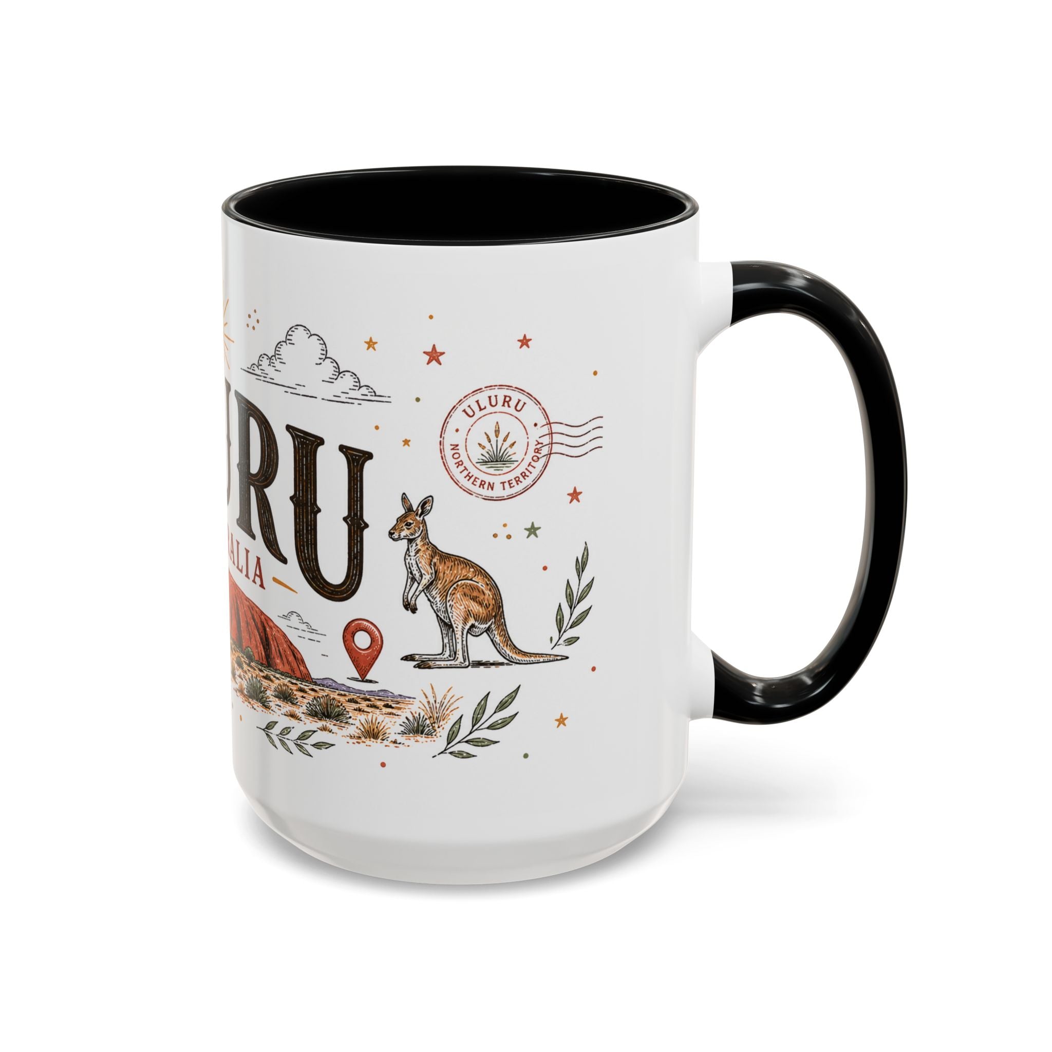 Uluru Coffee Mug | Travel Destination Souvenir Gift | Accent Color Ceramic 11oz 15oz