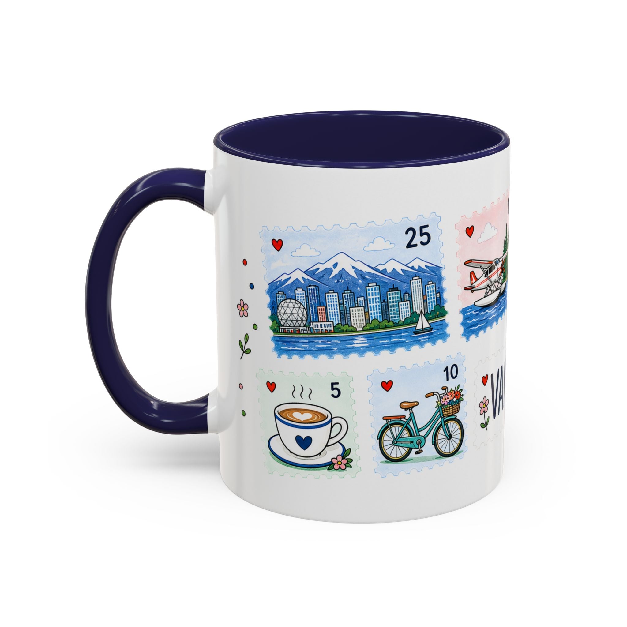 Vancouver Coffee Mug | Postage Stamp Collage Mug | Travel Souvenir Accent Cup 11oz 15oz