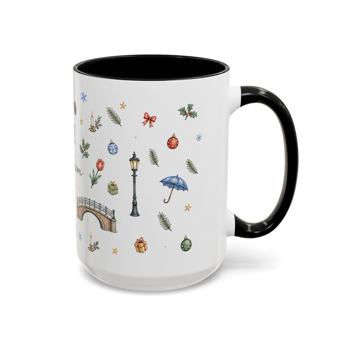 Amsterdam Christmas Watercolor Mug | Festive City Souvenir Coffee Cup