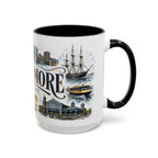 Baltimore Coffee Mug | United States Travel Souvenir | Vintage Illustrated City Gift | 11 oz 15 oz Accent Mug