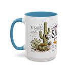 Saguaro National Park Coffee Mug | Arizona Desert Cactus Sunset Gift | Accent Color Ceramic 11oz 15oz