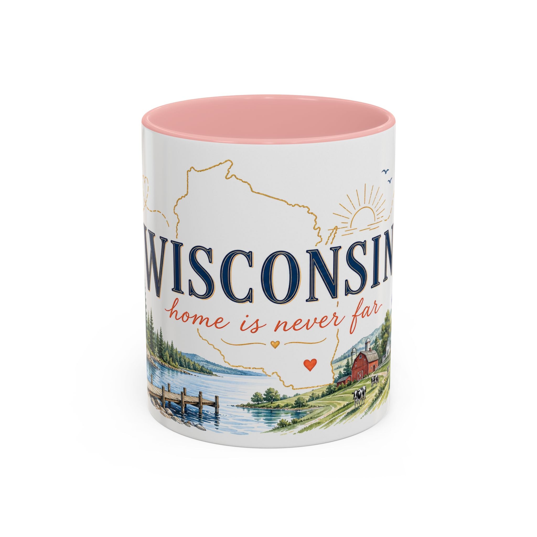 Wisconsin Home State Mug | Moving Away Gift | Long Distance Friendship Coffee Cup | 11oz 15oz Accent Mug