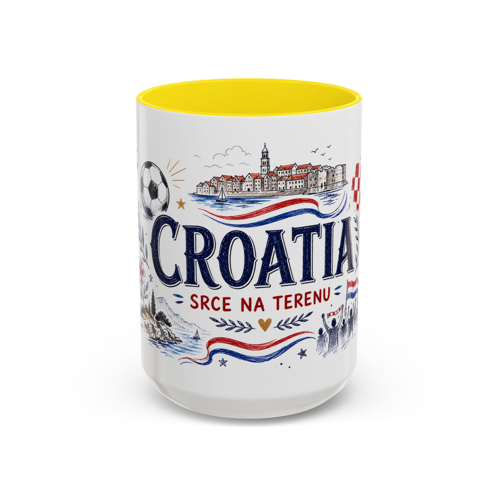 Croatia Soccer Coffee Mug | World Cup Fan Gift | Accent Color Ceramic 11oz 15oz Match Day Cup