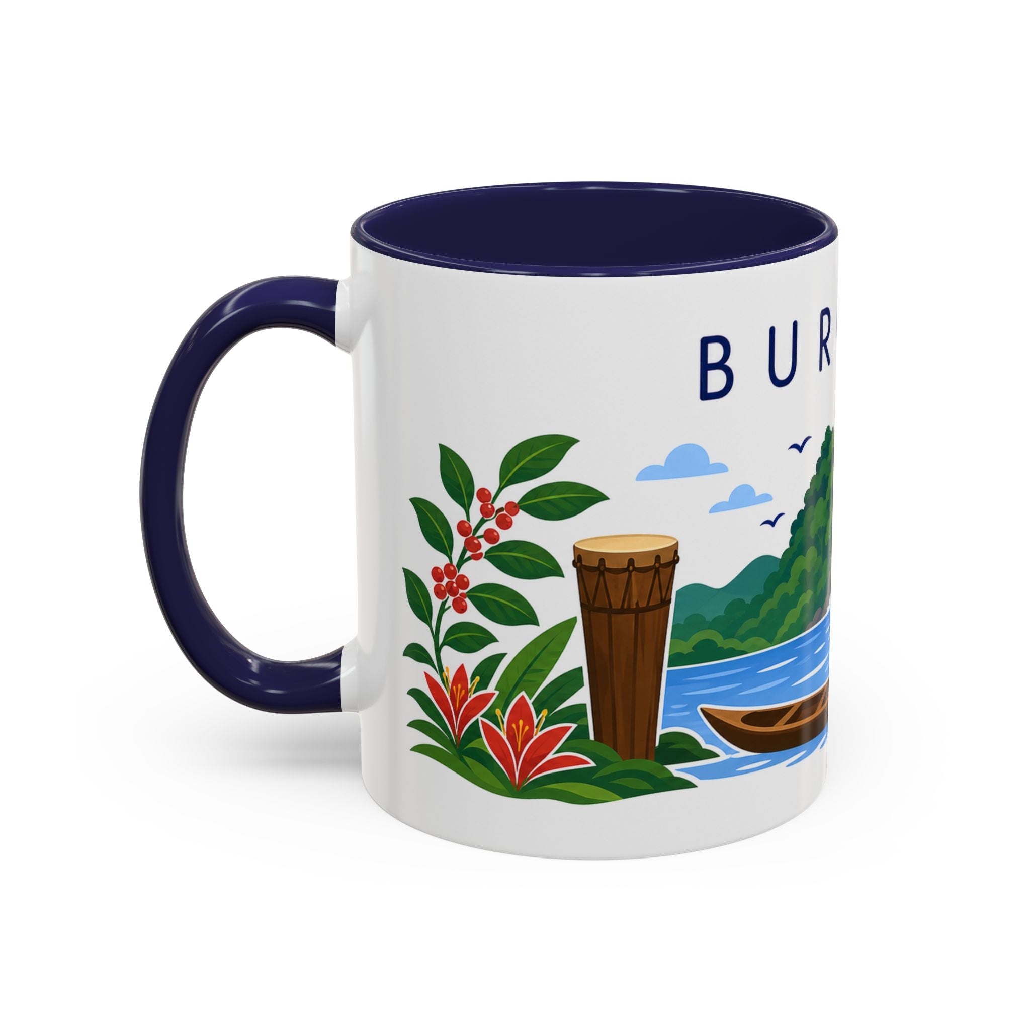 Burundi Coffee Mug | Travel Souvenir Accent Mug | Country Gift Ceramic Cup 11oz 15oz