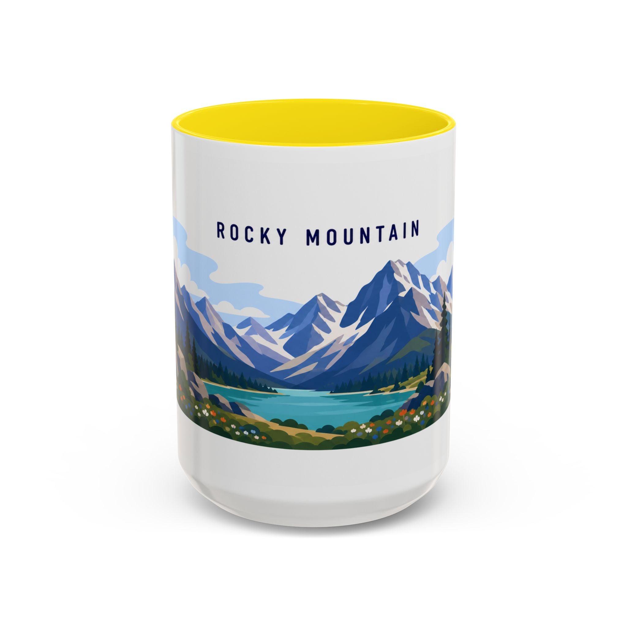 Rocky Mountain National Park Coffee Mug | Solid Color Block Park Souvenir | 11oz 15oz Accent Mug