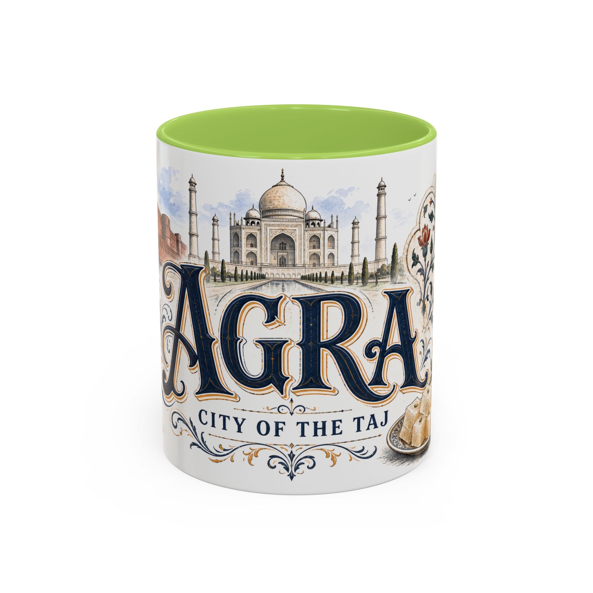 Agra Coffee Mug | India Travel Souvenir | Vintage Illustrated City Gift | 11 oz 15 oz Accent Mug