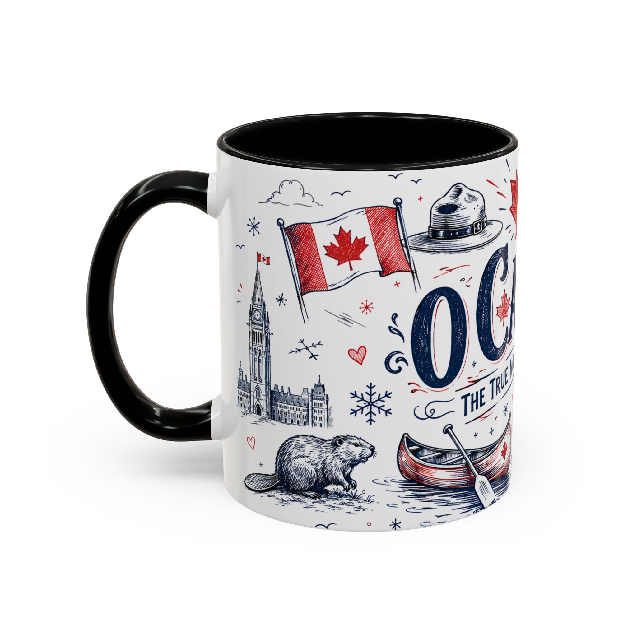 O Canada True North Coffee Mug | Canadian Pride Gift | Accent Color Ceramic 11oz 15oz