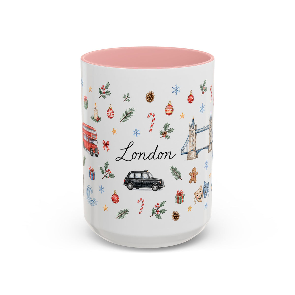 London Christmas Mug | Watercolor City Souvenir, Travel Memories, Ceramic Coffee Cup