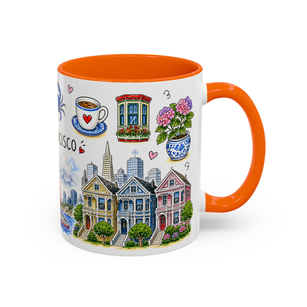 San Francisco Illustrated Travel Mug | City Souvenir Accent Coffee Mug | 11oz 15oz Ceramic Cup