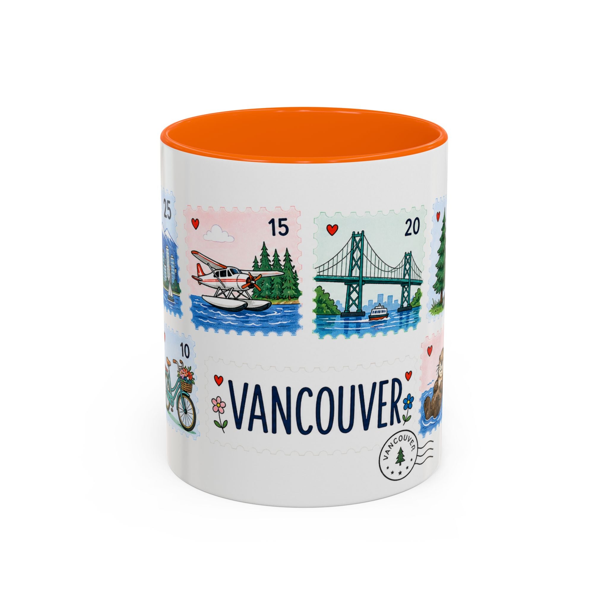 Vancouver Coffee Mug | Postage Stamp Collage Mug | Travel Souvenir Accent Cup 11oz 15oz