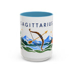 Sagittarius Zodiac Coffee Mug | Bow and Arrow Design | Astrology Birthday Gift | 11 oz 15 oz Ceramic Accent Mug