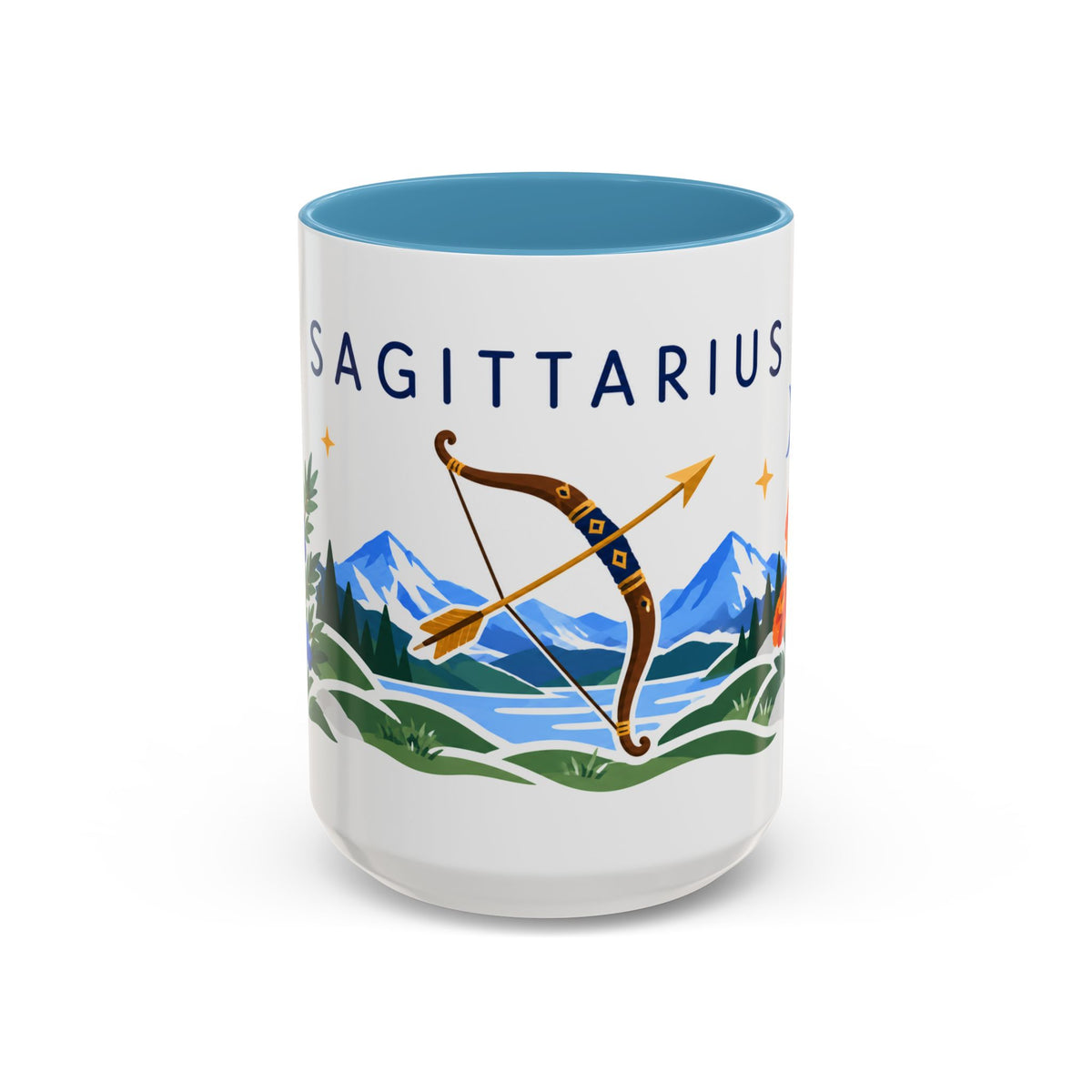 Sagittarius Zodiac Coffee Mug | Bow and Arrow Design | Astrology Birthday Gift | 11 oz 15 oz Ceramic Accent Mug