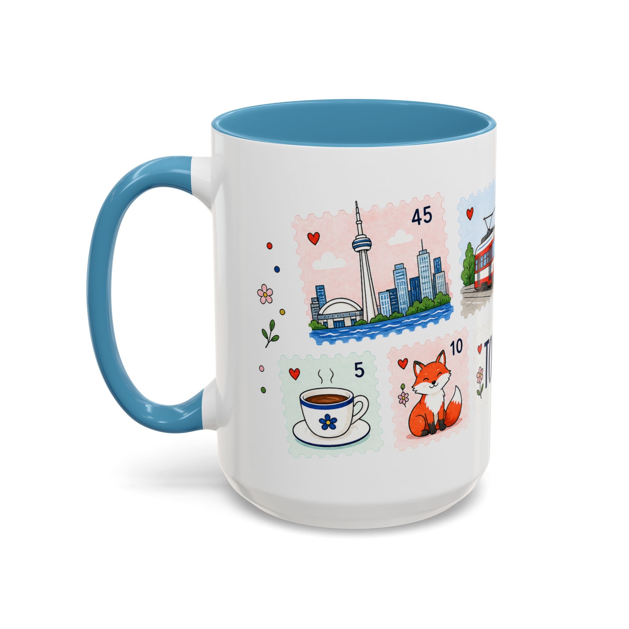 Toronto Coffee Mug | Postage Stamp Collage Mug | Travel Souvenir Accent Cup 11oz 15oz