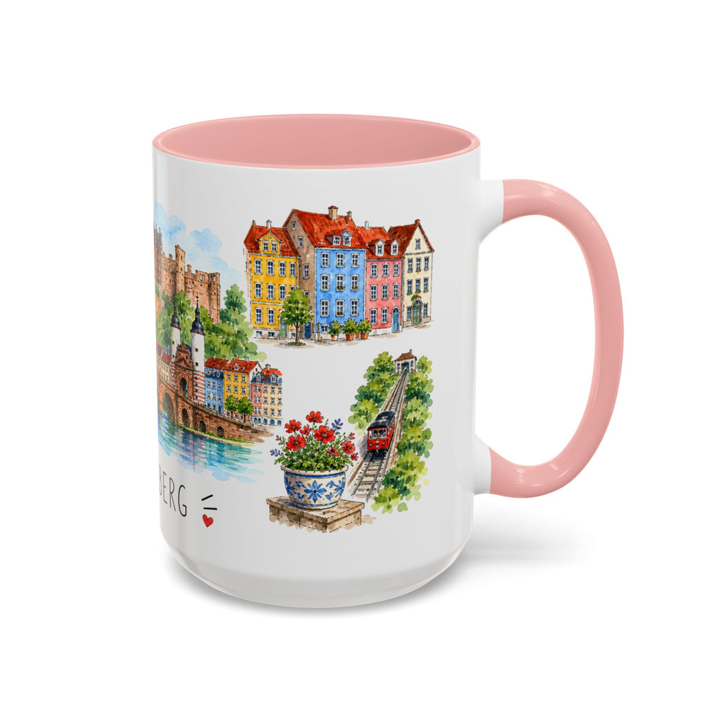 Heidelberg Illustrated Travel Mug | City Souvenir Accent Coffee Mug | 11oz 15oz Ceramic Cup