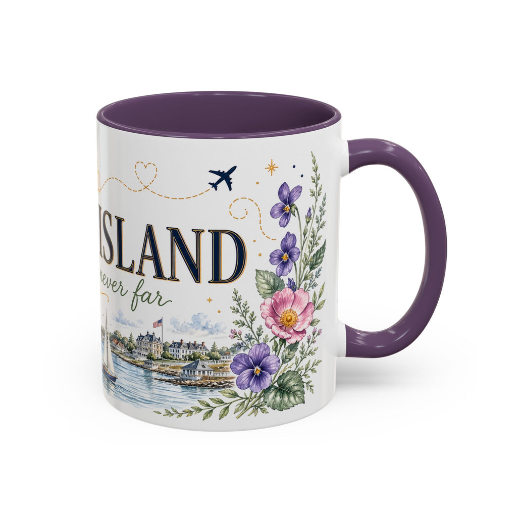 Rhode Island State Map Mug | Botanical Seaside Accent Cup (11oz or 15oz)