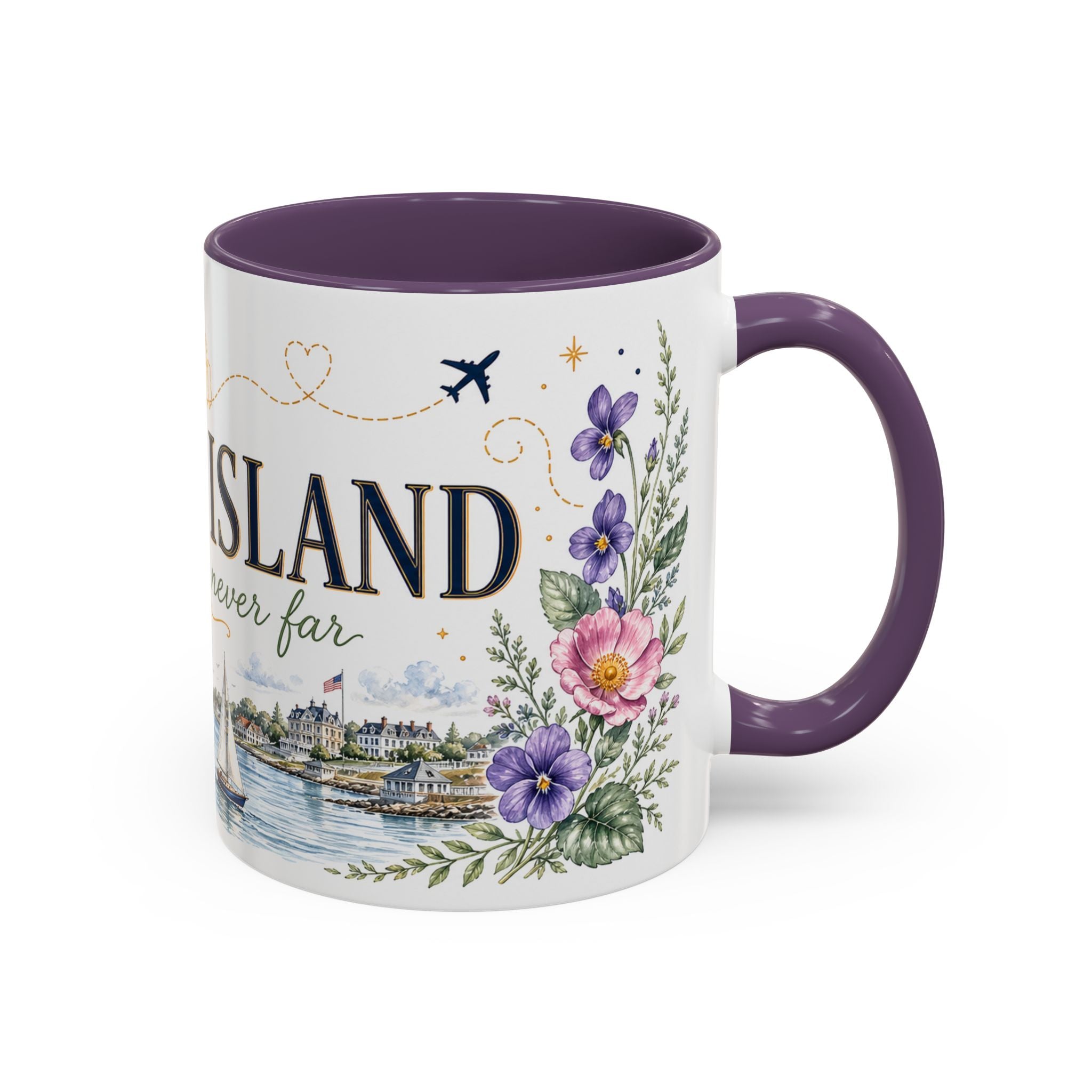 Rhode Island State Map Mug | Botanical Seaside Accent Cup (11oz or 15oz)