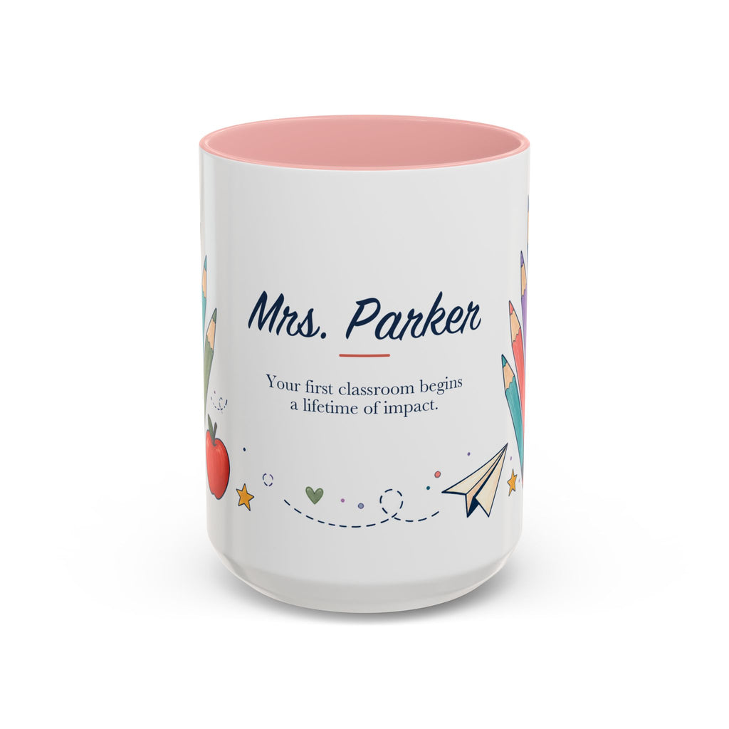 Personalized First Year Teacher Mug | Custom Name Pencil Coffee Cup