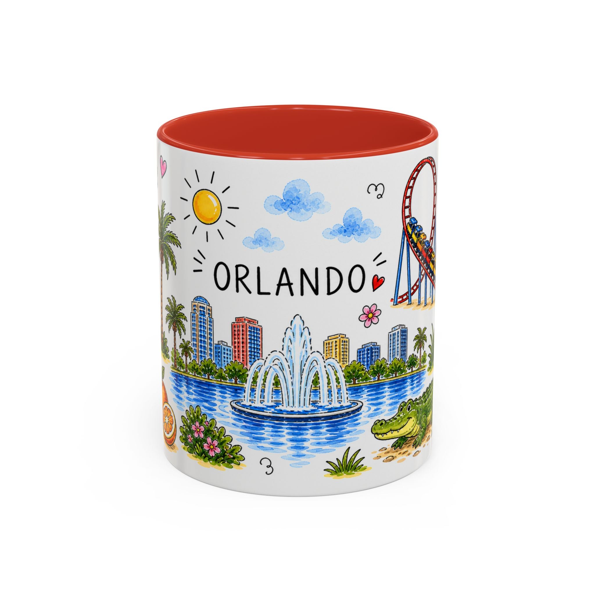 Orlando Illustrated Travel Mug | City Souvenir Accent Coffee Mug | 11oz 15oz Ceramic Cup