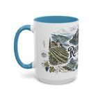 Rhine Valley Mug, Germany Travel Souvenir, Bucket List Gift, Accent Ceramic Coffee Mug 11oz 15oz