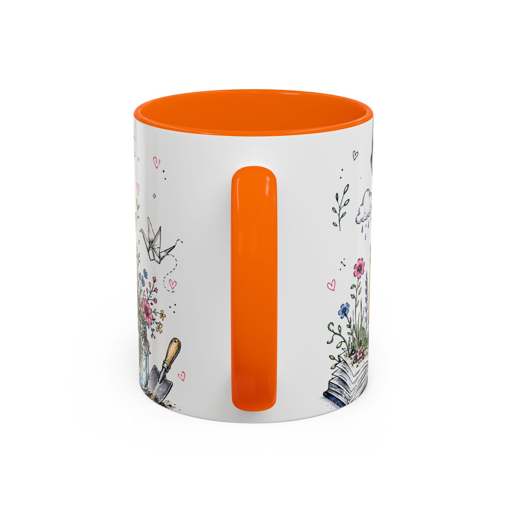 Thank You Teacher Coffee Mug | For Helping Me Grow Appreciation Gift | Accent Color Ceramic 11oz 15oz