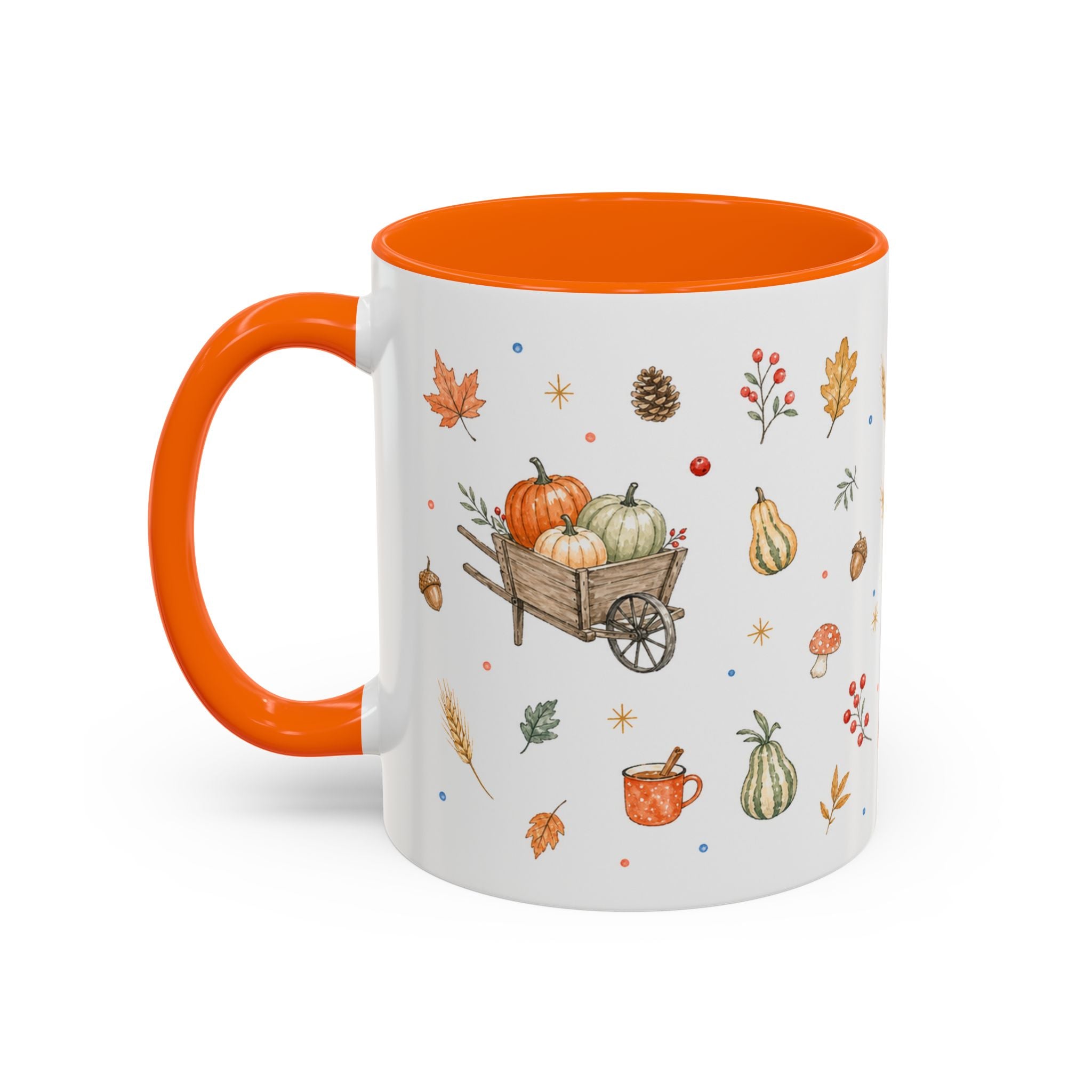 Thanksgiving Mug | Country Harvest Watercolor Gift | Pumpkin Scarecrow Accent Cup 11oz 15oz