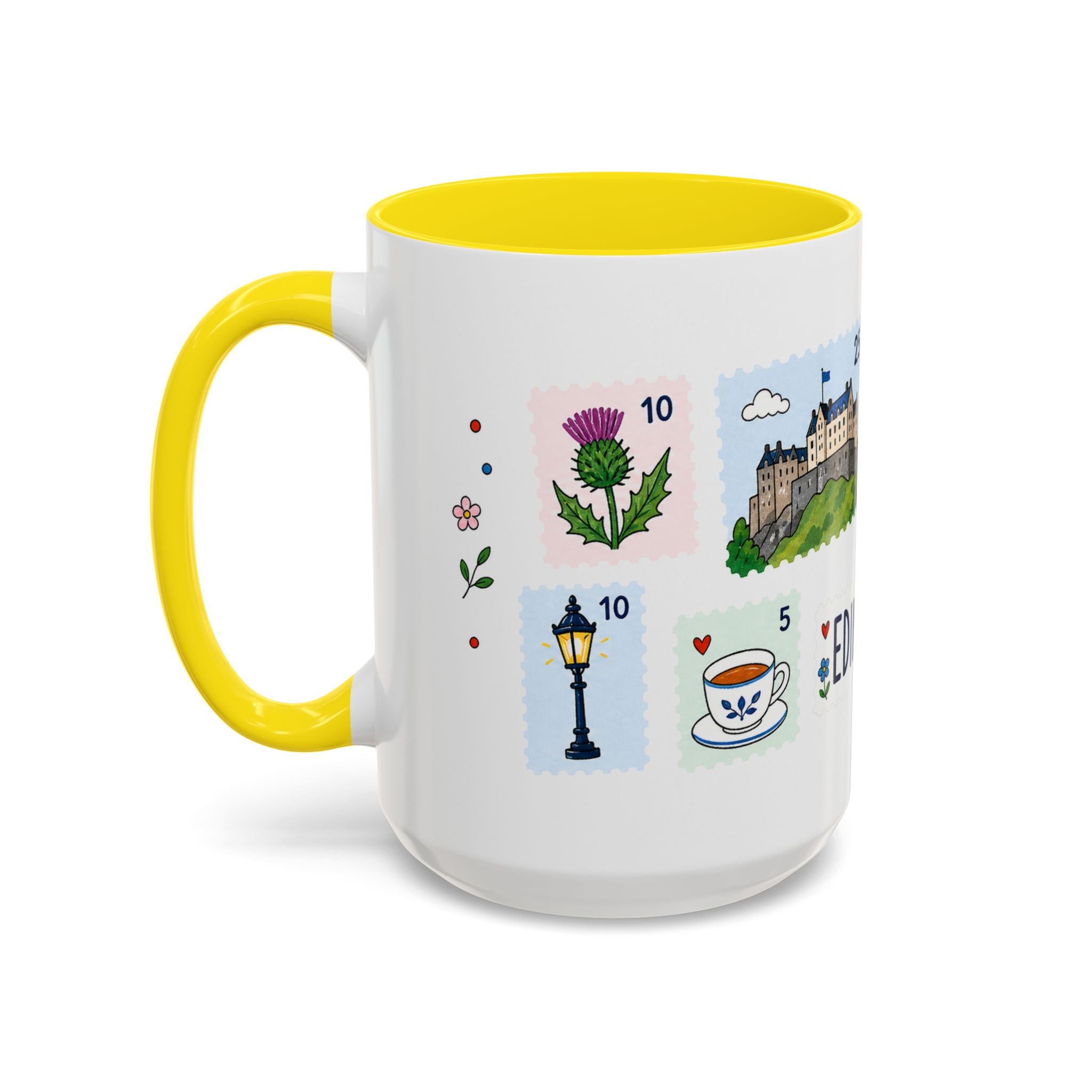 Edinburgh Coffee Mug | Postage Stamp Collage Mug | Travel Souvenir Accent Cup 11oz 15oz