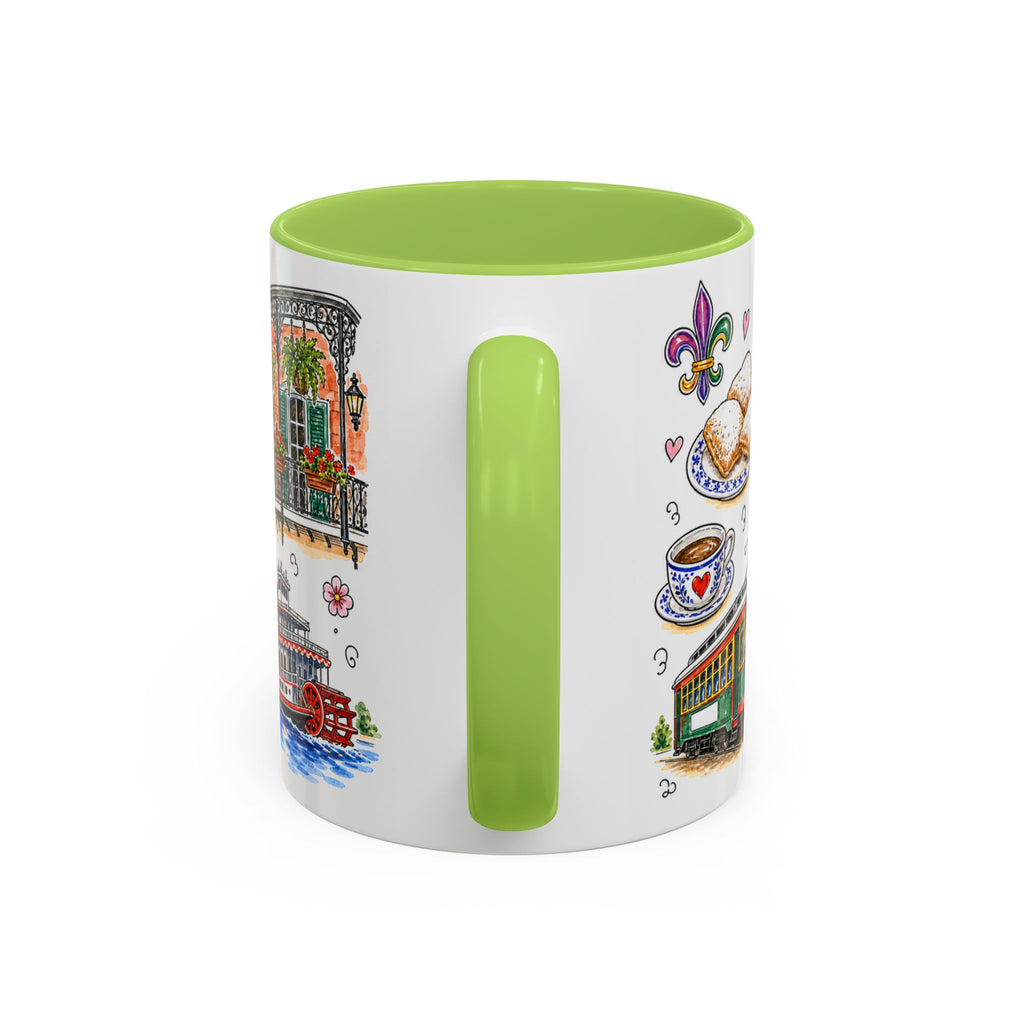 New Orleans Illustrated Travel Mug | City Souvenir Accent Coffee Mug | 11oz 15oz Ceramic Cup