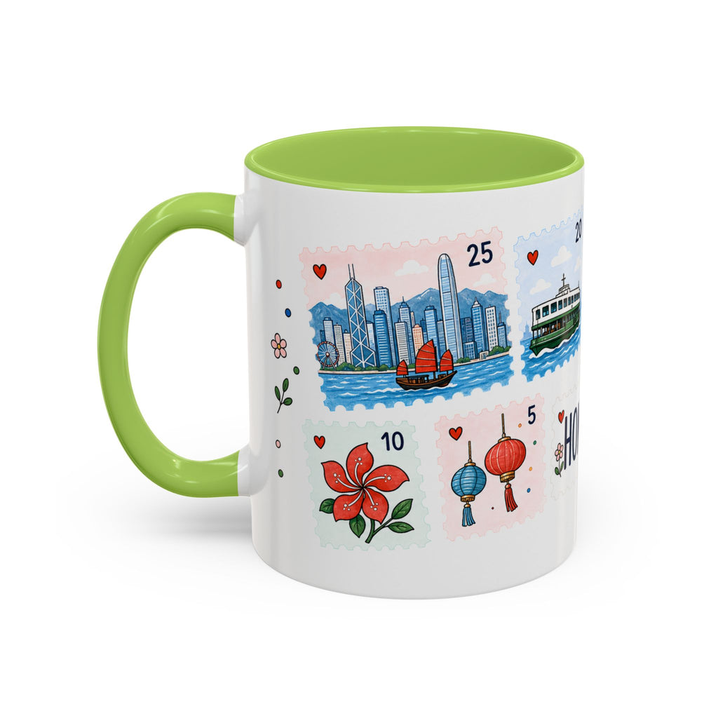 Hong Kong Coffee Mug | Postage Stamp Collage Mug | Travel Souvenir Accent Cup 11oz 15oz