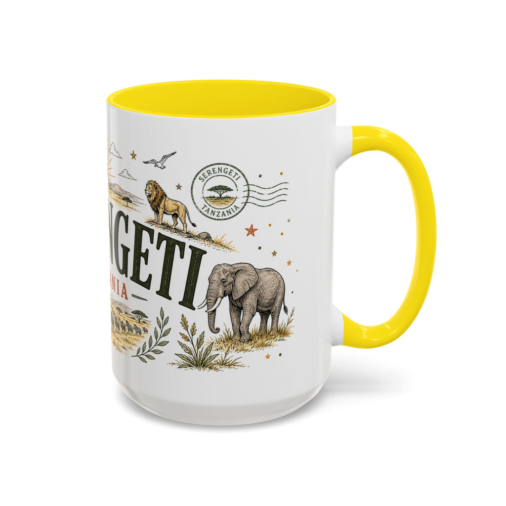 Serengeti Coffee Mug | Travel Destination Souvenir Gift | Accent Color Ceramic 11oz 15oz