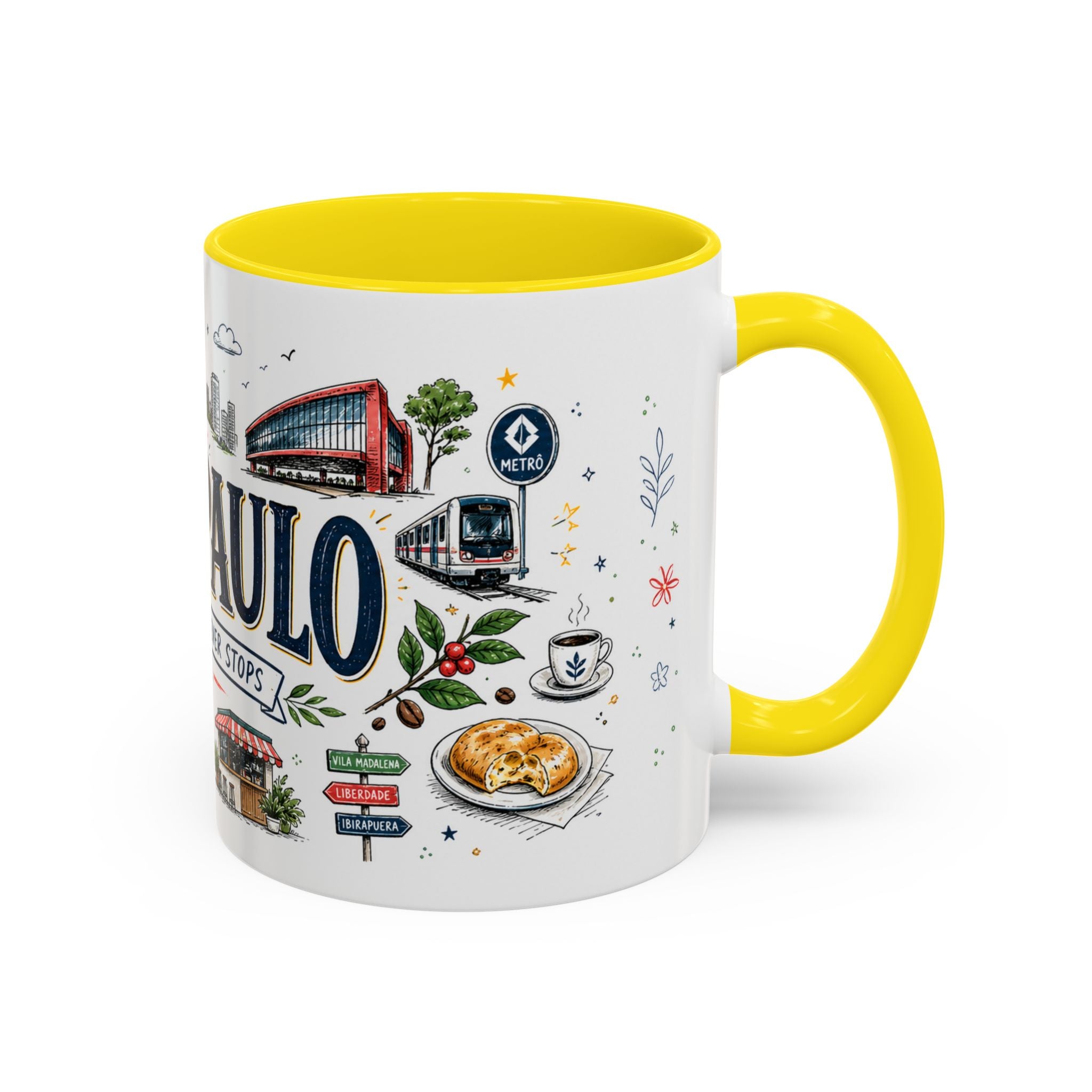 Sao Paulo Coffee Mug | Brazil Souvenir Travel Gift | Accent Color Ceramic 11oz 15oz