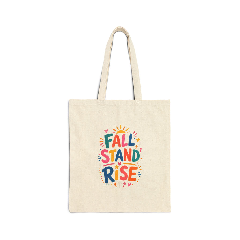 Fall Stand Rise Tote Bag | Ancient Wisdom Quote Canvas Bag | Colorful Philosophy Gift