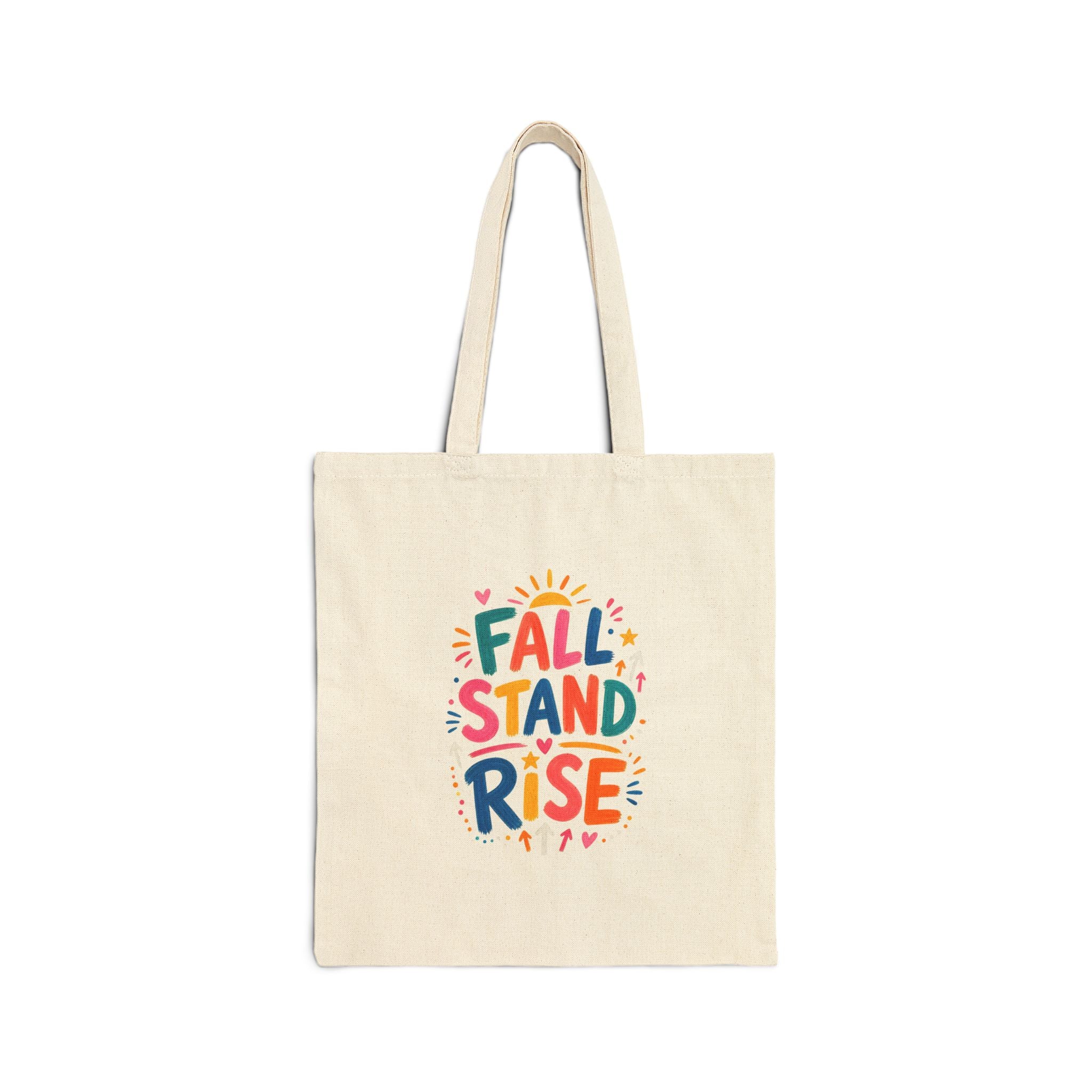 Fall Stand Rise Tote Bag | Ancient Wisdom Quote Canvas Bag | Colorful Philosophy Gift