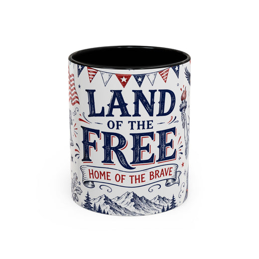 Land of the Free Coffee Mug | Home of the Brave 4th of July Gift | Accent Color Ceramic 11oz 15oz