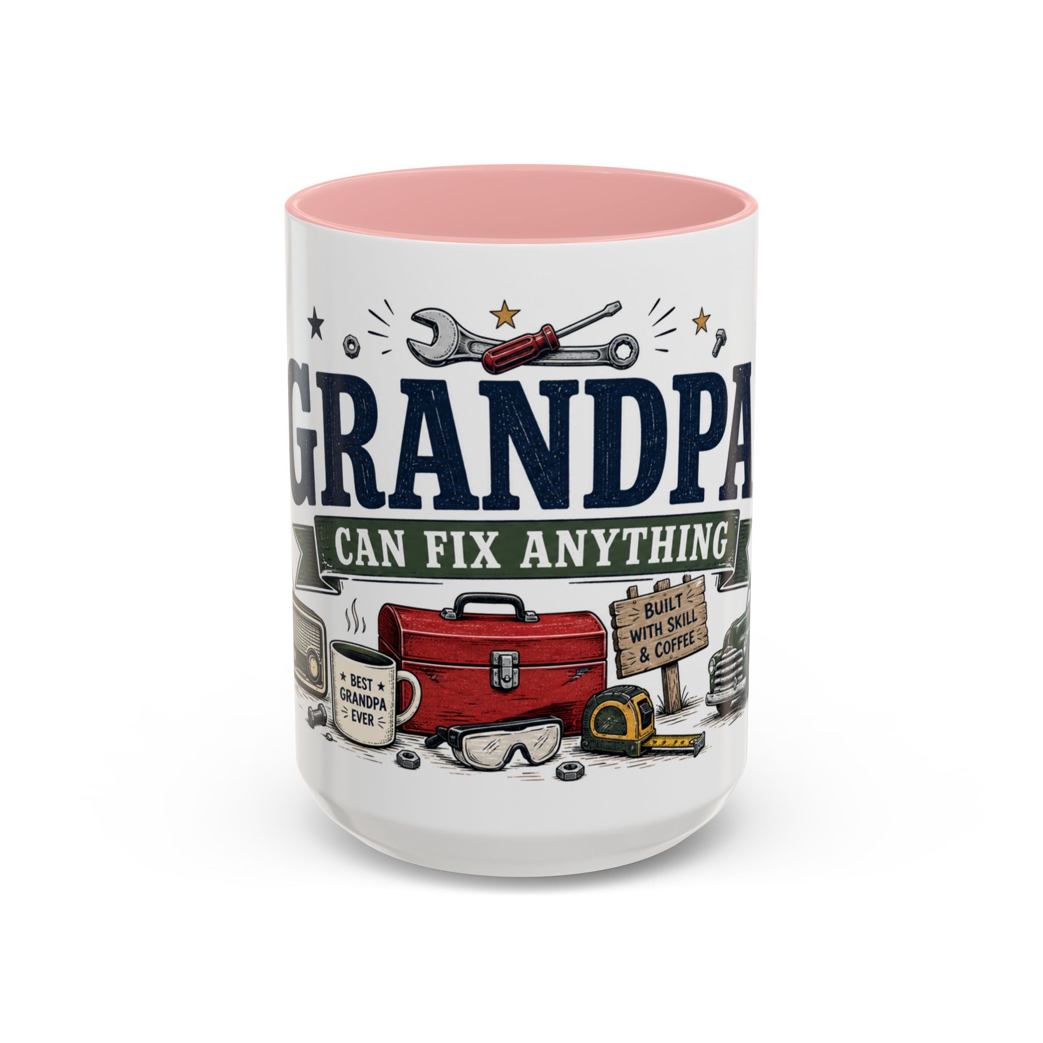 Grandpa Can Fix Anything Coffee Mug | Funny Gift From Grandkids | Accent Ceramic 11oz 15oz