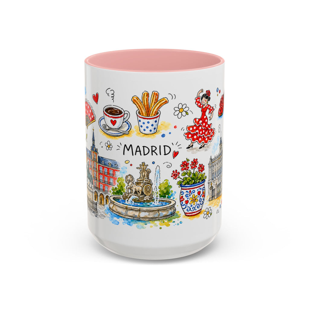 Madrid Travel Mug | European City Souvenir Accent Coffee Mug | 11oz 15oz Ceramic Cup