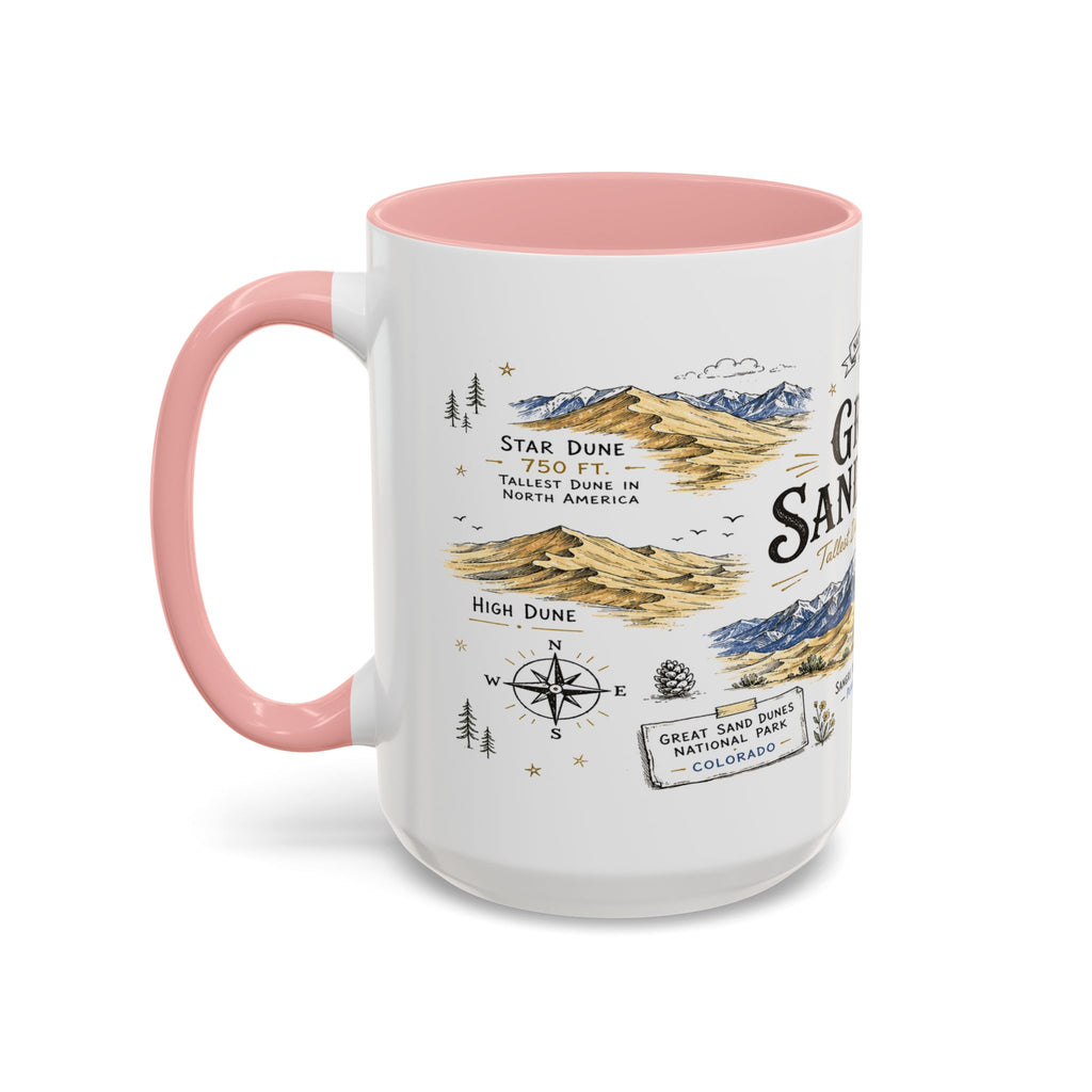 Great Sand Dunes National Park Coffee Mug | Colorado Desert Mountain Dunes Gift | Accent Color Ceramic 11oz 15oz