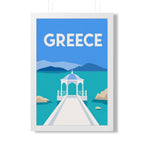 Greece Coast Greece Framed Poster | Vintage Travel Wall Art | Black Walnut White Frame | 16x24 20x30