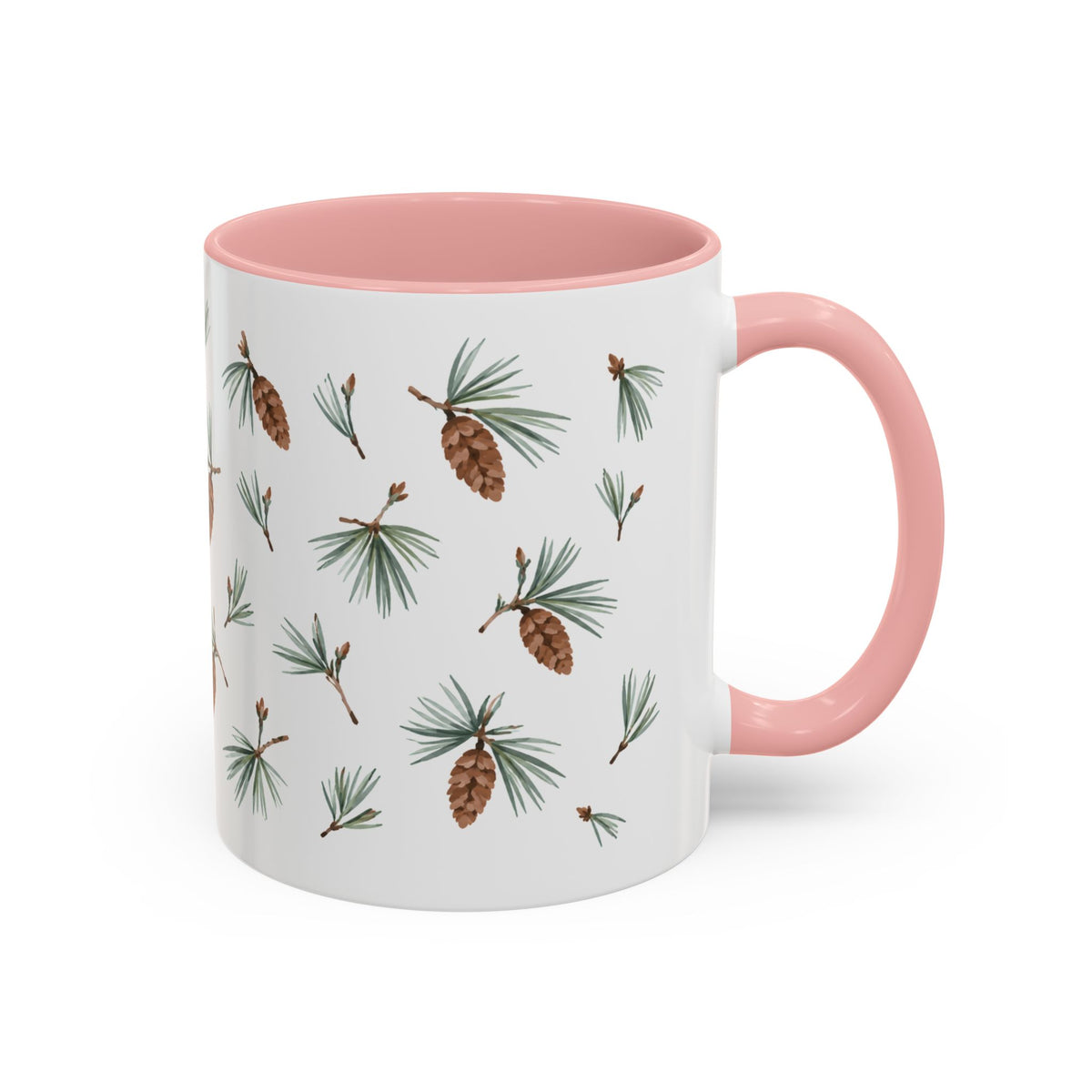 Maine White Pine Cone and Tassel Mug, State Flower Floral Coffee Cup, 11oz Botanical Gift