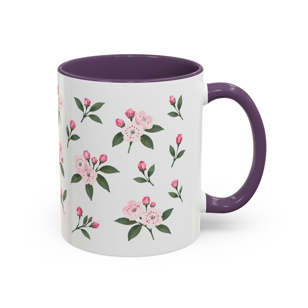 Connecticut Mountain Laurel Mug, State Flower Floral Coffee Cup, 11oz Botanical Gift
