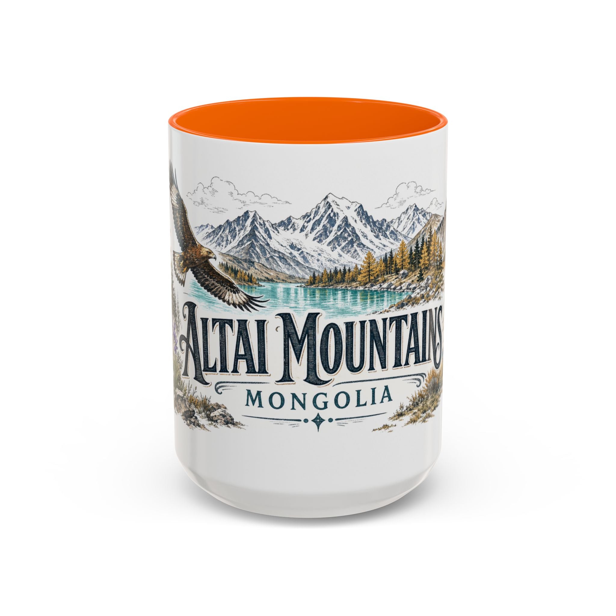 Altai Mountains Mug, Mongolia Travel Souvenir, Bucket List Gift, Accent Ceramic Coffee Mug 11oz 15oz