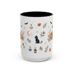 Black Cat Halloween Mug | Pumpkin Moon Watercolor Gift | Spooky Accent Cup 11oz 15oz