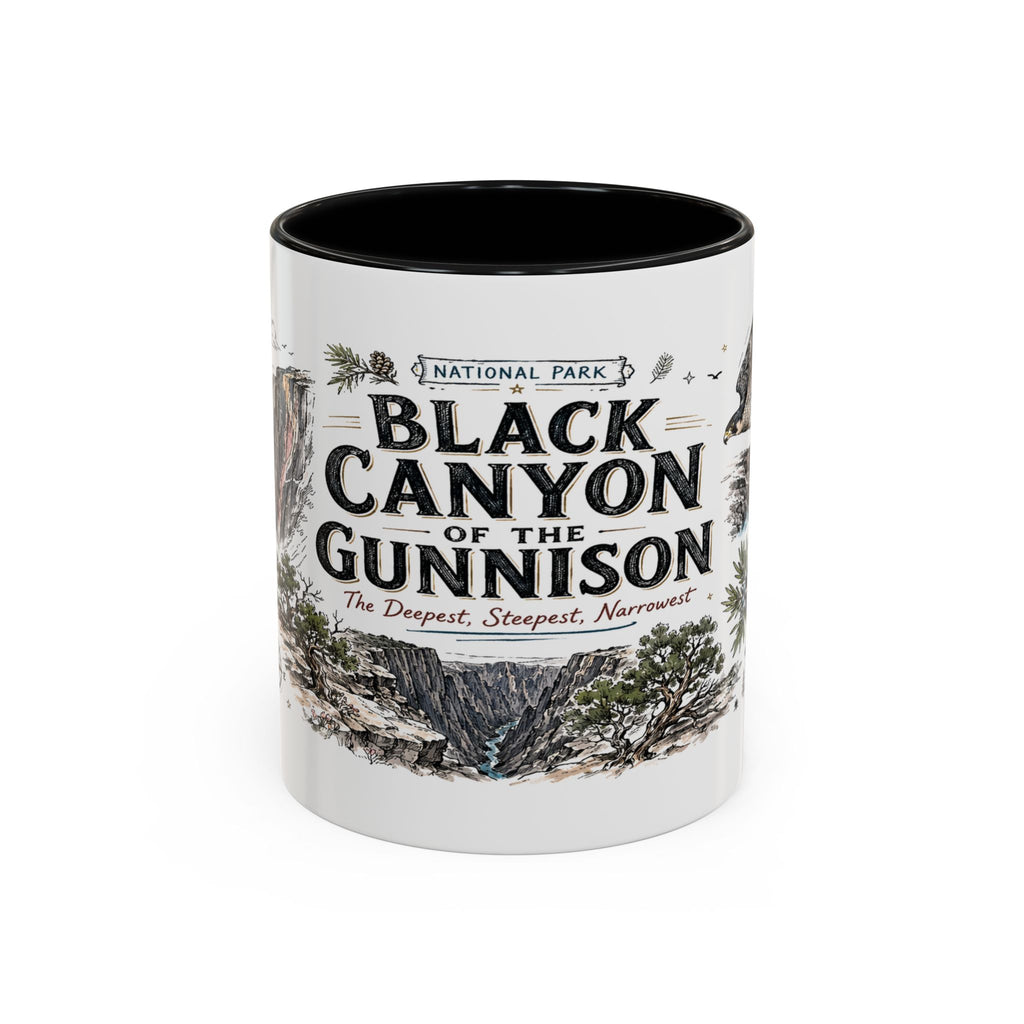 Black Canyon of the Gunnison National Park Coffee Mug | Colorado Deep Canyon Hiking Gift | Accent Color Ceramic 11oz 15oz