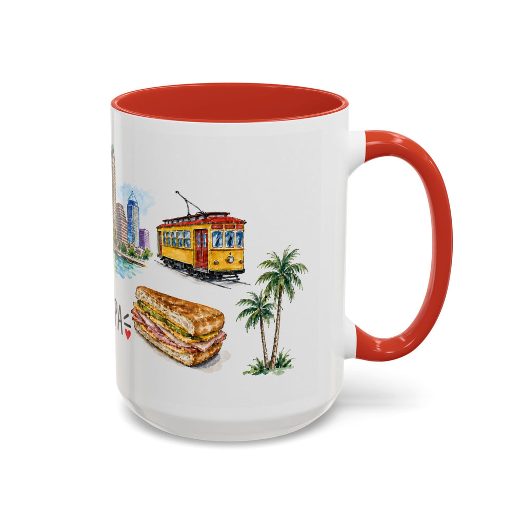 Tampa Illustrated Travel Mug | City Souvenir Accent Coffee Mug | 11oz 15oz Ceramic Cup
