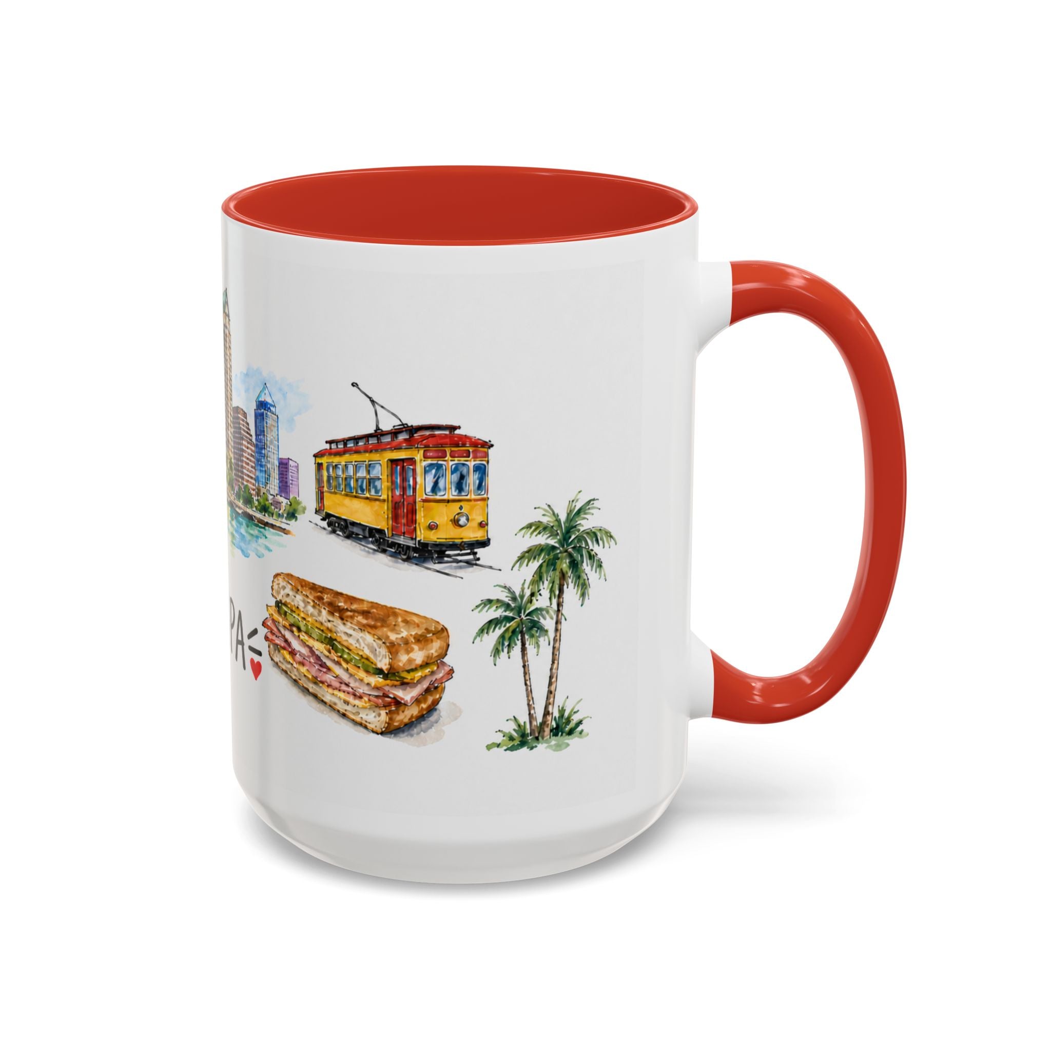 Tampa Illustrated Travel Mug | City Souvenir Accent Coffee Mug | 11oz 15oz Ceramic Cup
