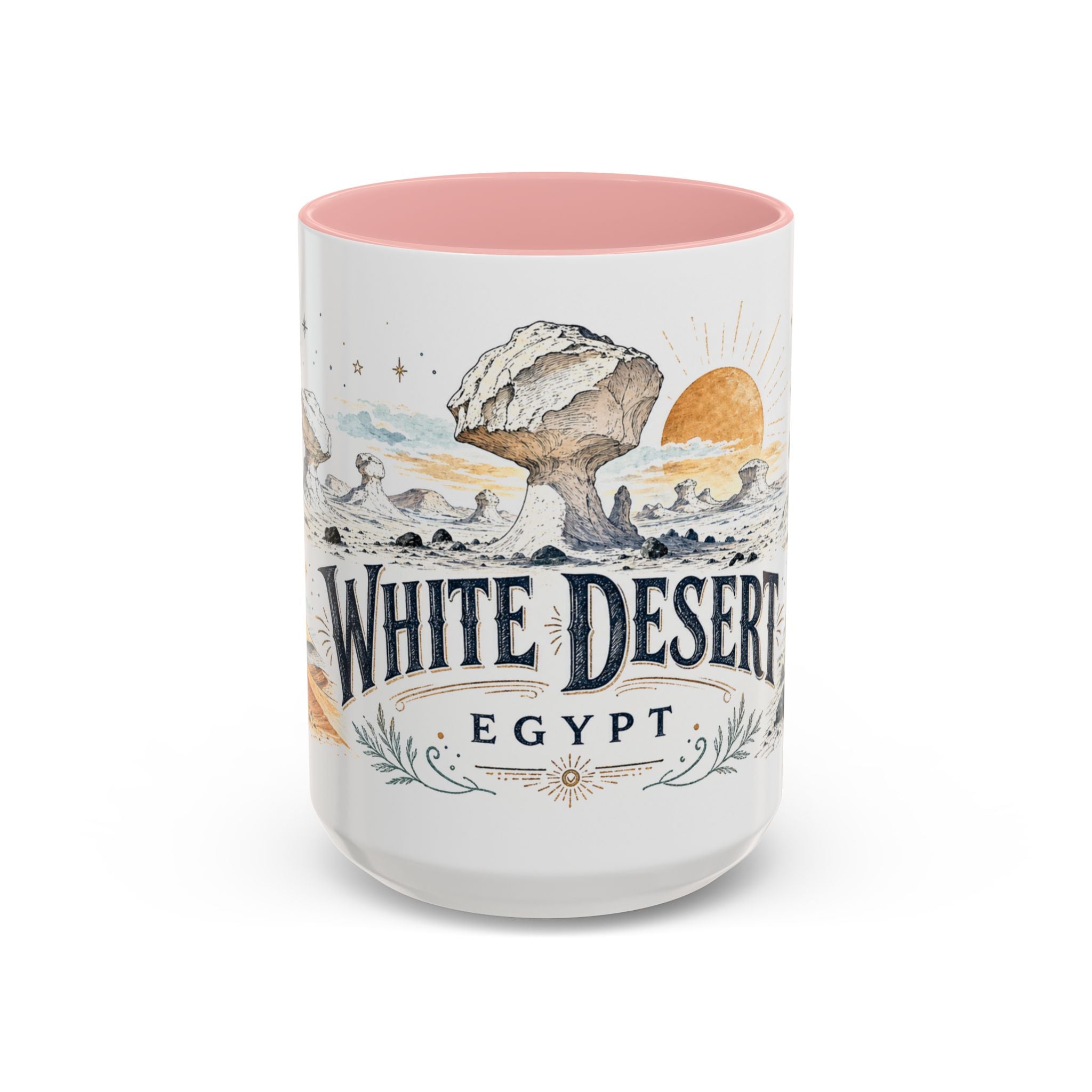 White Desert Mug, Egypt Travel Souvenir, Bucket List Gift, Accent Ceramic Coffee Mug 11oz 15oz