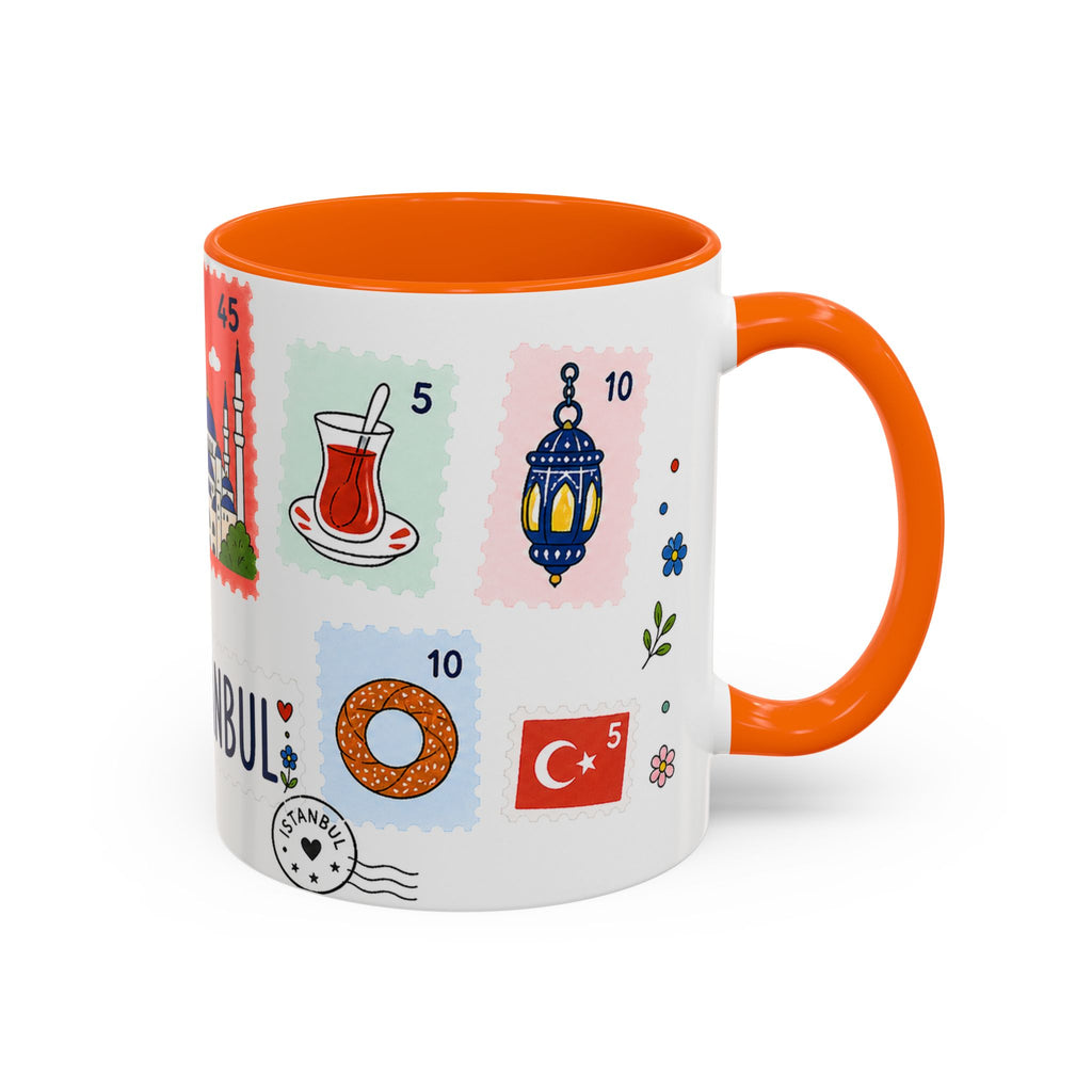 Istanbul Coffee Mug | Postage Stamp Collage Mug | Travel Souvenir Accent Cup 11oz 15oz