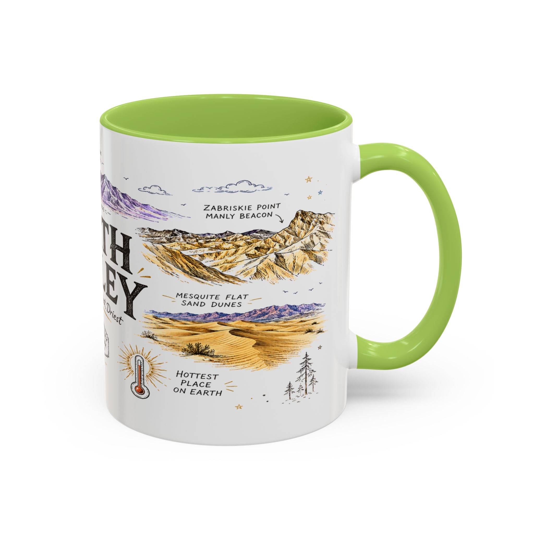 Death Valley National Park Coffee Mug | California Desert Hiking Camping Gift | Accent Color Ceramic 11oz 15oz
