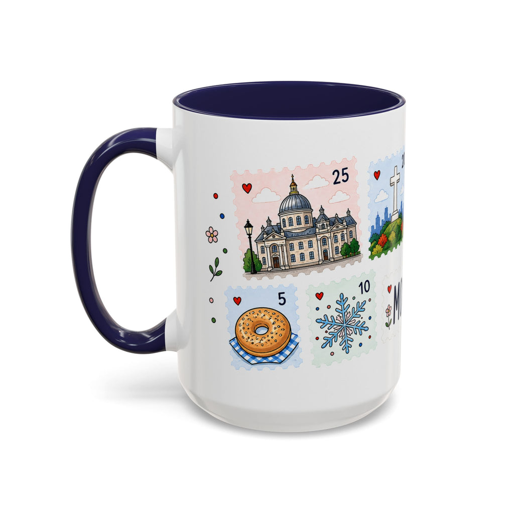 Montreal Coffee Mug | Postage Stamp Collage Mug | Travel Souvenir Accent Cup 11oz 15oz